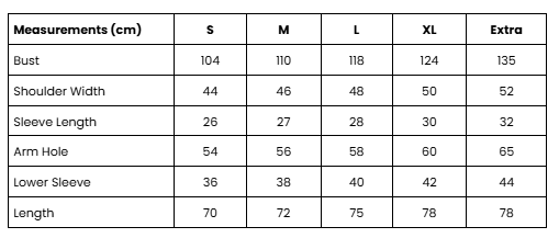 Size Guide Grey Aghan Tenun Shirt